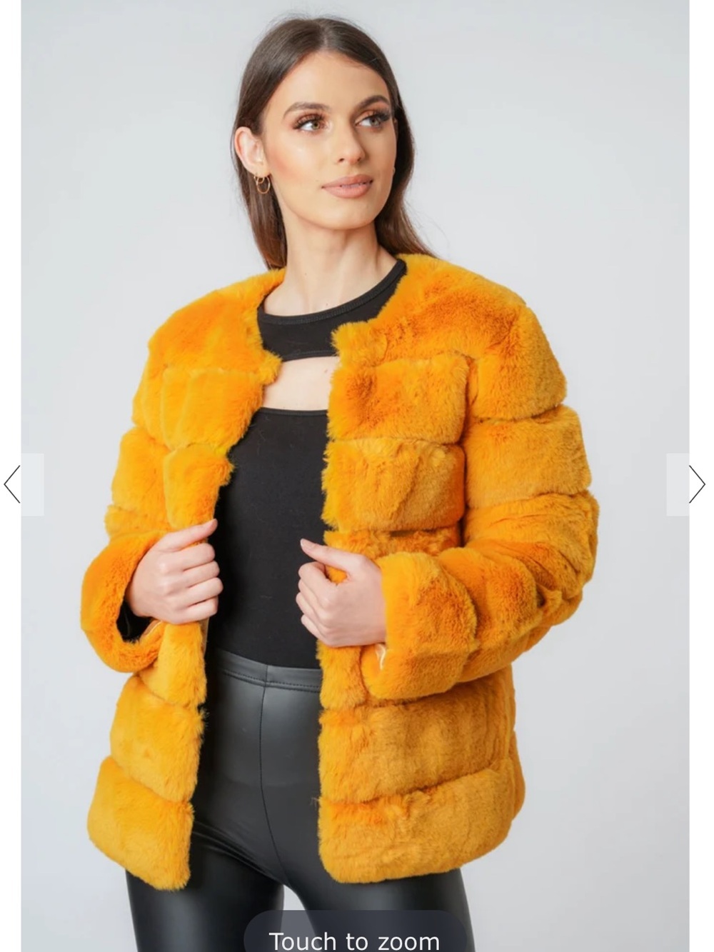 Anthropologie Plush Mustard Faux Fur Coat size Medium